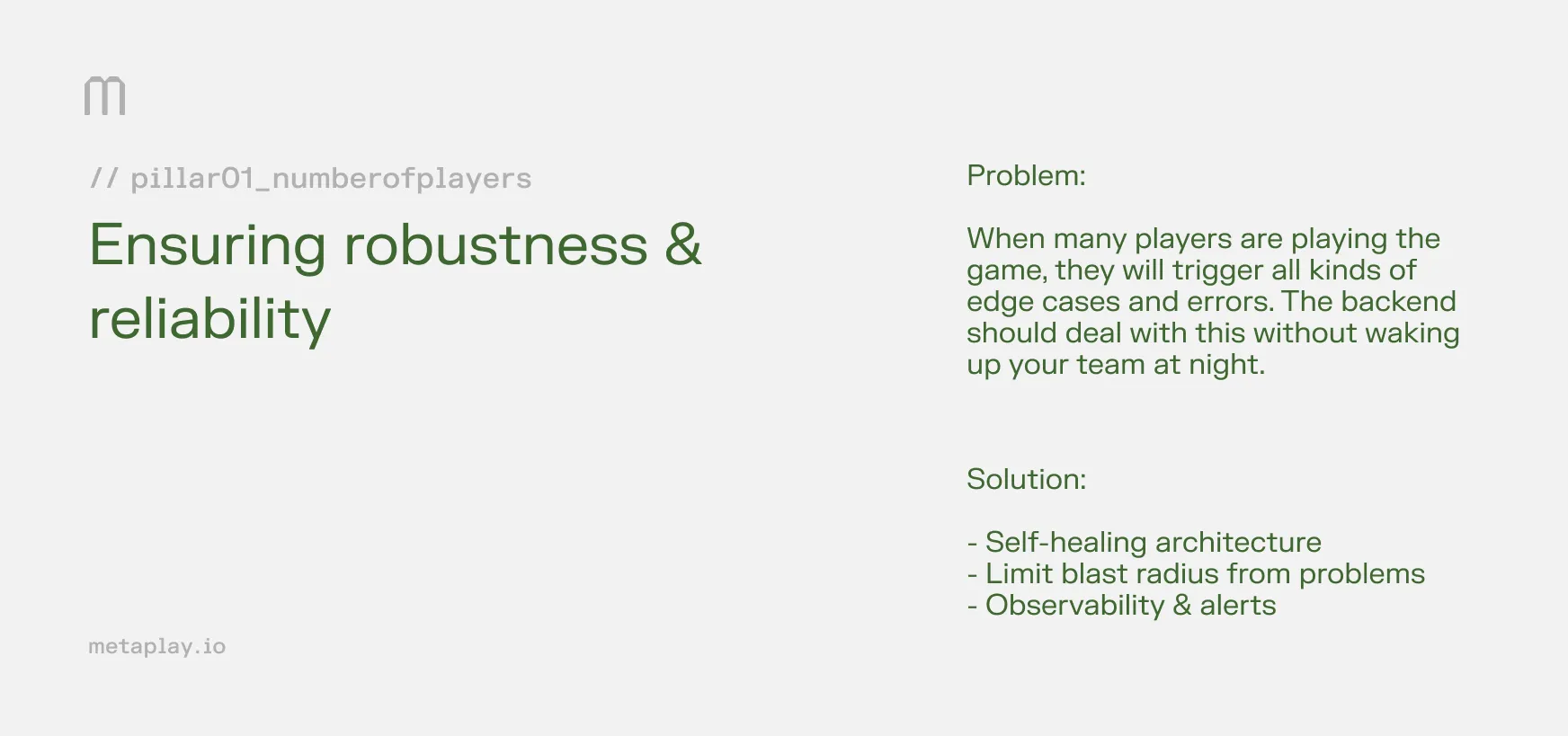 Robustness and self-healing architecture