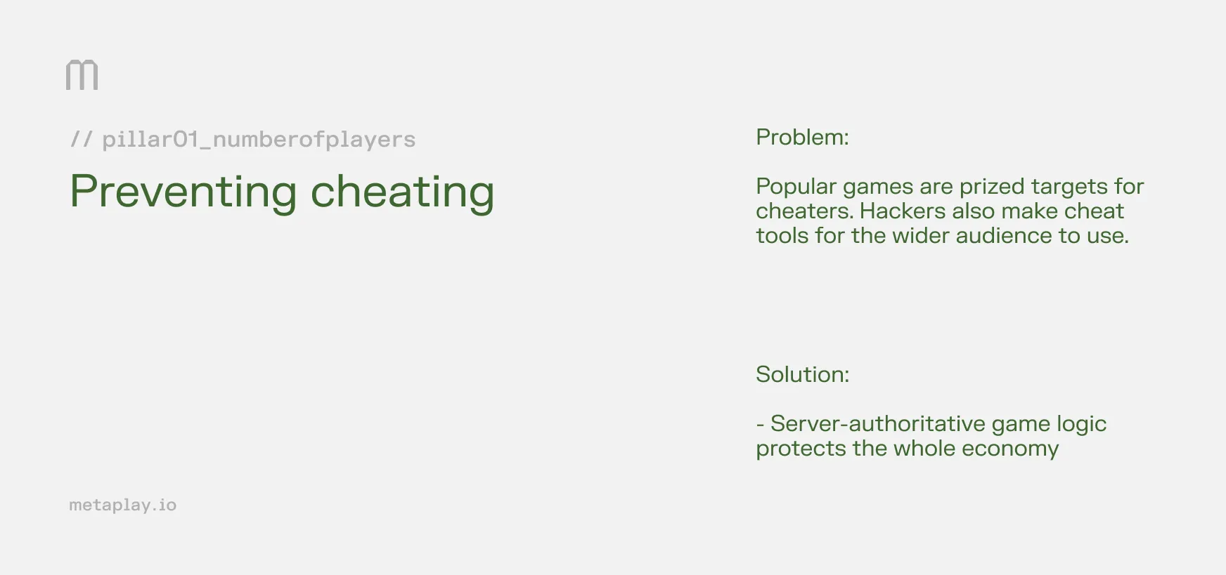 Cheat prevention through server-authoritative architecture