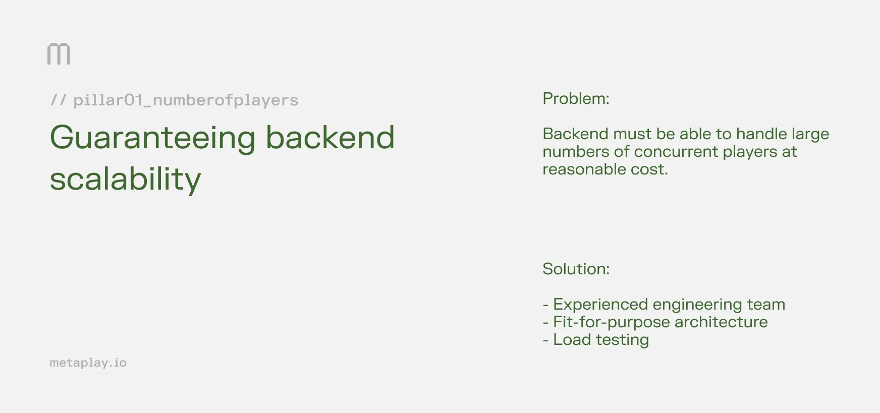 Scalable backend architecture for growing games